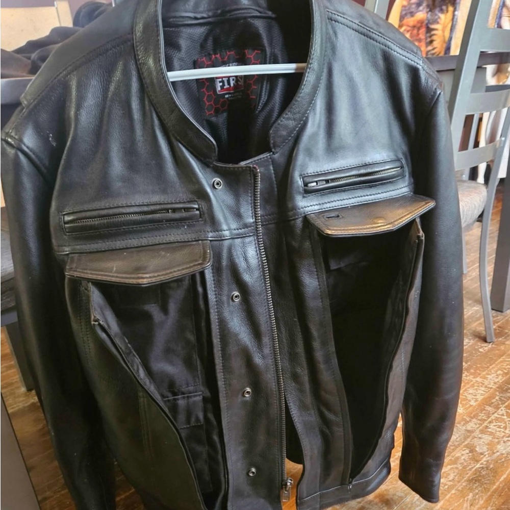 Black Leather Jacket First MFG Raider